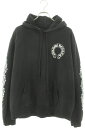 クロムハーツ Chrome Hearts サイズ:L SWTSHRT HD PLVR プルオーバーパーカー バックホースシュープリントパーカー(ブラック×ホワイト)【609052】【GZ11】【メンズ】【中古】bb134#rinkan*B