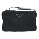 プラダ PRADA 2NE789 トライアングルプレートナイロンポーチ(ブラック)【105052】【BS99】【小物】【中古】bb380#rinkan*B