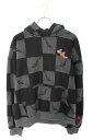 アンチプロモ ANTI PROMO サイズ:M 99 EYES HOODIE MATTY BOYプリントプルオーバーパーカー(ブラック×グレー)【914052】...