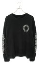 クロムハーツ Chrome Hearts サイズ:L SWTSHRT PLVR バックホースシュー袖フローラルプリントスウェット(ブラック×ホワイト)【9140...
