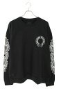 クロムハーツ Chrome Hearts サイズ:L SWTSHRT PLVR バックホースシュー袖フローラルプリントスウェット(ブラック)【914052】【S...