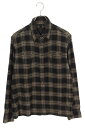 クロムハーツ Chrome Hearts サイズ:M LOOSEENDS LS CHECK ルーズエンド クロスパッチ付チェック長袖シャツ(グレー調)【9140...