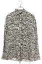 バレンシアガ BALENCIAGA サイズ:39 19AW 508467 TFL13 総ロゴレーヨン長袖シャツ(ホワイト×ブラック)【914052】【HJ12】【メンズ】【中古】bb346#rinkan*B(4)