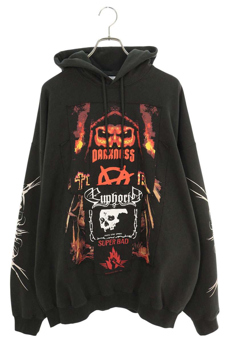 ヴェトモン VETEMENTS サイズ:S UA65HD610B パッチディテールプルオーバーパーカー(ブラック)【810152】【OM10】【メンズ】【レディ...