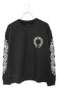 クロムハーツ Chrome Hearts サイズ:M SWTSHRT PLVR バックホースシュー袖フローラルプリントスウェット(ブラック)【024052】【G...