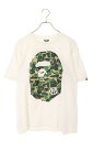 アベイシングエイプ A BATHING APE サイズ:L 001TEK301006M カモフラ柄プリントTシャツ(ホワイト×グリーン調)【124052】【HJ12】【メンズ】【中古】bb346#rinkan*B(4)