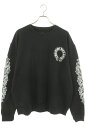 クロムハーツ Chrome Hearts サイズ:L SWTSHRT PLVR バックホースシュー袖フローラルプリントスウェット(ブラック)【124052】【S...