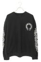 クロムハーツ Chrome Hearts サイズ:L SWTSHRT PLVR バックホースシュー袖フローラルプリントスウェット(ブラック)【124052】【G...