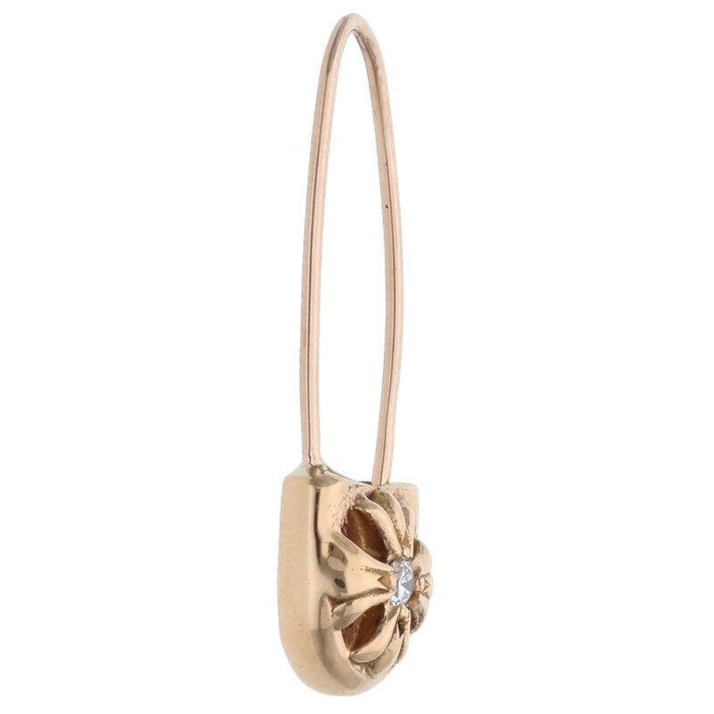 クロムハーツ Chrome Hearts 22K ER SAFETY PIN DIA セーフティピン 1ダイヤ ゴールドピアス(イエローゴールド×クリア 2....