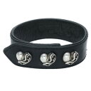 クロムハーツ Chrome Hearts 3BTN 2SNP ハート3ボタンスナップ レザーブレスレット(ブラック×シルバー 総重量29.91g)【62405...