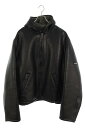 バレンシアガ BALENCIAGA サイズ:44 674316 TLS07 袖ロゴレザージップアップフード付レザーブルゾン(ブラック)【324052】【SB01...