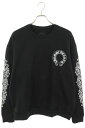 クロムハーツ Chrome Hearts サイズ:M SWTSHRT PLVR バックホースシュー袖フローラルプリントスウェット(ブラック)【324052】【S...