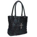クロムハーツ Chrome Hearts FS TOTE FSトート ラージクロスセメタリークロスパッチ付きレザートートバッグ(ブラック×シルバー)【3240...