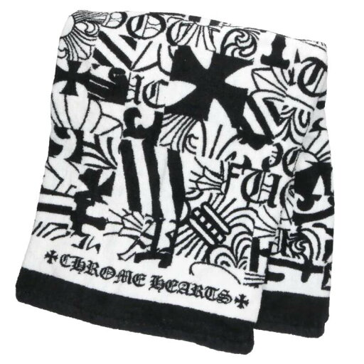クロムハーツ Chrome Hearts マルチロゴ総柄タオルブランケット(ブラック×ホワイト)【105052】【BS99】【小物】【中古】bb33#rinkan*A クロムハーツ Chrome Hearts マルチロゴ総柄タオルブランケット(ブラック×ホワイト)【105052】【BS99】【小物】【中古】bb33#rinkan*A