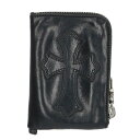 クロムハーツ Chrome Hearts TINY ZIP タイニージップ クロスパッチラウンドジップコインケース(ブラック×シルバー)【424052】【SS...