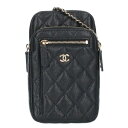 シャネル CHANEL AP4434 キャビアスキンチェーンショルダーフォンポーチ(ブラック)【724052】【FK04】【小物】【中古】bb223#rink...