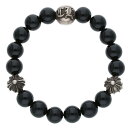 クロムハーツ Chrome Hearts 10mm BEAD 10mmビーズブレス BEAD10mmブラックビーズブレスレット(ブラック×シルバー 総重量41.05g)【524052】【SJ02】【小物】【中古】bb17#rinkan*B(4)