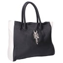 クロムハーツ Chrome Hearts LADY LYNN ラージクロス装飾レザートートバッグ(ブラック×ホワイト×シルバー)【724052】【SJ02】【...