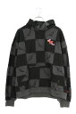 アンチプロモ ANTI PROMO サイズ:L 99 EYES HOODIE MATTY BOYプリントプルオーバーパーカー(ブラック×グレー)【924052】...