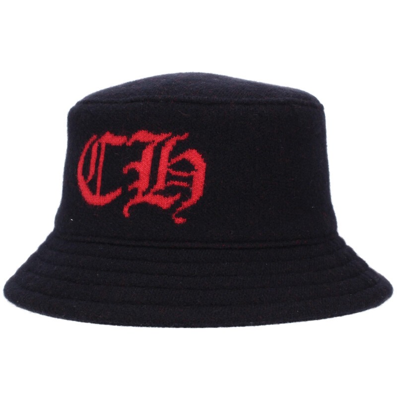 クロムハーツ Chrome Hearts サイズ:L CHロゴカシミアニットハット(ブラック×レッド×シルバー)【924052】【GZ11】【小物】【中古】bb...