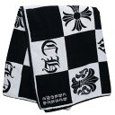 クロムハーツ Chrome Hearts BEACH TOWEL チェック柄ロゴパイル地ビーチタオル(ブラック)【924052】【SS07】【小物】【中古】b...