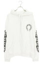 クロムハーツ Chrome Hearts サイズ:L SWTSHRT PLVR 袖フローラルバックホースシュープリントパーカー(ホワイト)【105052】【SJ...
