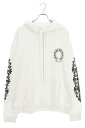 クロムハーツ Chrome Hearts サイズ:L SWTSHRT PLVR 袖フローラルバックホースシュープリントパーカー(ホワイト)【105052】【SJ...