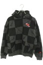 アンチプロモ ANTI PROMO サイズ:S 99 EYES HOODIE MATTY BOYプリントプルオーバーパーカー(ブラック×グレー)【105052】...