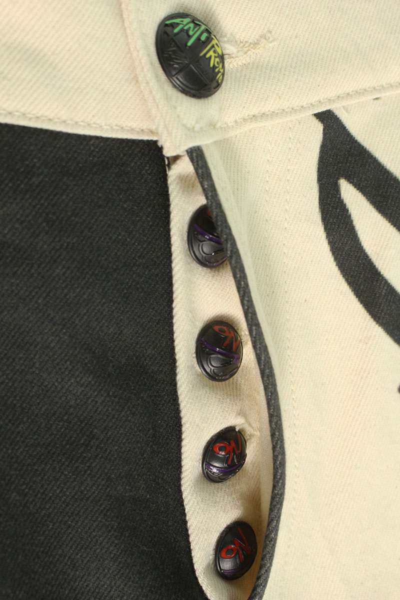 アンチプロモ ANTI PROMO　サイズ:34インチ 99EYES総柄デニムパンツ(ホワイト×ブラック)【105052】【GZ11】【メンズ】【中古】bb437#rinkan*S