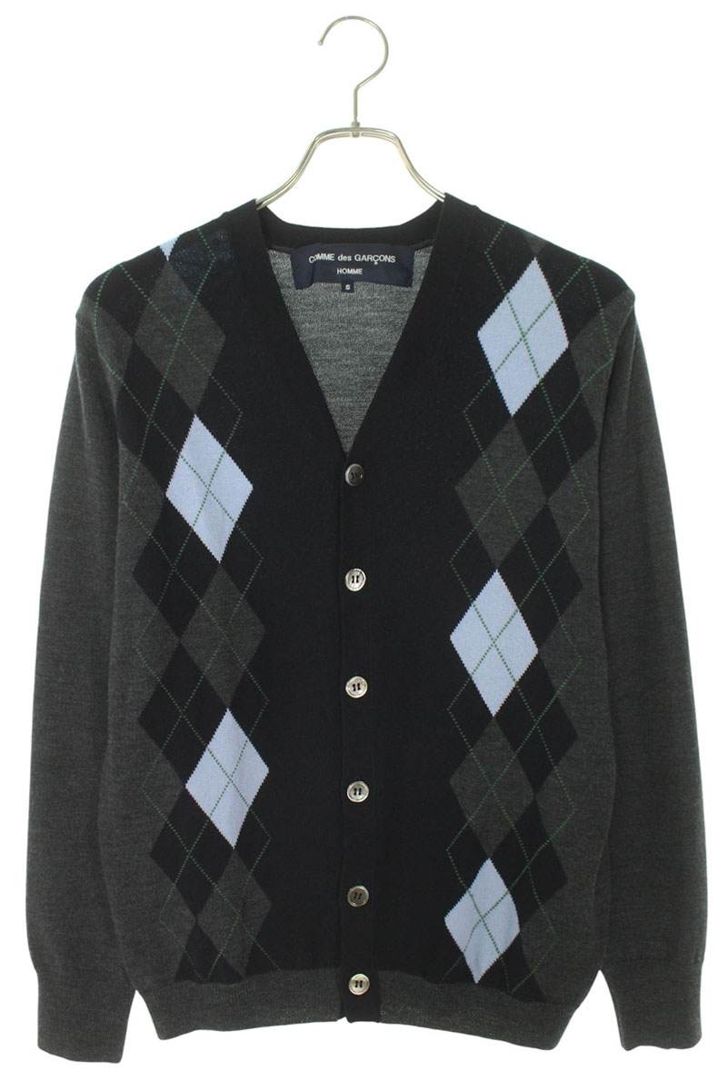 コムデギャルソンオム COMME des GARCONS HOMME サイズ:S HP-N004 AD2015アーガイル柄カーディガン(ネイビー×グレー)【305052】【BS99】【メンズ】【中古】bb376#rinkan*B