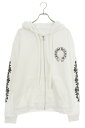 クロムハーツ Chrome Hearts サイズ:M SWTSHRT PLVR 袖フローラルバックホースシュープリントパーカー(ホワイト)【205052】【SJ...