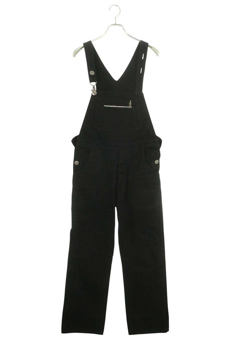 クロムハーツ Chrome Hearts サイズ:33inch OVERALL クロスボールボタンデニムオーバーオール(ブラック×シルバー)【205052】【S...