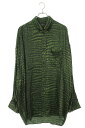 バレンシアガ BALENCIAGA サイズ:XL 814121 TRLC7 アニマルプリントシルク長袖シャツ(グリーン)【305052】【BS99】【メンズ】【...