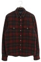 クロムハーツ Chrome Hearts サイズ:M WORK DOG 中綿クロスボールボタン長袖シャツ(レッド×シルバー)【305052】【SJ02】【メンズ】【中古】bb396#rinkan*B