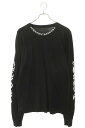 クロムハーツ Chrome Hearts サイズ:L CH L S 1 ネックロゴ長袖カットソー(ブラック×ホワイト)【405052】【OM10】【メンズ】【中古】bb205#rinkan*B