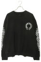 クロムハーツ Chrome Hearts サイズ:L SWTSHRT PLVR バックホースシュー袖フローラルプリントスウェット(ブラック×ホワイト)【4050...