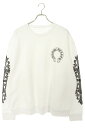 クロムハーツ Chrome Hearts サイズ:L SWTSHRT PLVR バックホースシュー袖フローラルプリントスウェット(ホワイト×ブラック)【4050...