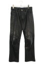 クロムハーツ Chrome Hearts サイズ:30インチ フレアニー レザーロングパンツ(ブラック)【405052】【OS06】【メンズ】【中古】bb459...