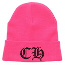 クロムハーツ Chrome Hearts サイズ:ONE SIZE WOOL WATCH CAP ウールワッチキャップ ロゴ刺繍ビーニー帽子(ピンク)【5050...