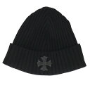 クロムハーツ Chrome Hearts サイズ:ONE SIZE CHプラスレザーパッチカシミヤビーニー帽子(ブラック×シルバー)【405052】【OS06】...