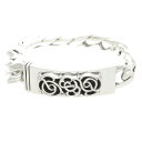 クロムハーツ Chrome Hearts サイズ:13LINK ID FLORAL フローラルIDクラシック オールドシルバーブレスレット(シルバー 115.31g)【315052】【SS07】【小物】【中古】bb390#rinkan*B