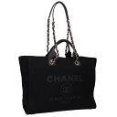 シャネル CHANEL サイズ:ラージ ドーヴィル ラージショッピング ミックスファイバー カーフスキン 2WAYトートバッグ(ブラック)【905052】【SB01】【小物】【中古】bb380#rinkan*A(4)
