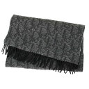 ディオール DIOR 19E0001A0537 カシミヤ混オブリーク柄マフラー(ブラック×グレー)【106052】【BS99】【小物】【中古】bb384#rinkan*B