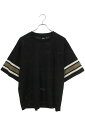 ステューシー STUSSY サイズ:M Surfman Mesh Football Jersey サーフマンプリントメッシュフットボールTシャツ(ブラック)【315052】【FK04】【メンズ】【中古】bb459#rinkan*B(4)