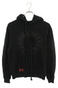 クロムハーツ Chrome Hearts サイズ:S SWTSHRT PLVR バックチョンパーホースシュープリントプルオーバーパーカー(ブラック×レッド)【115052】【SJ02】【メンズ】【中古】bb415#rinkan*B