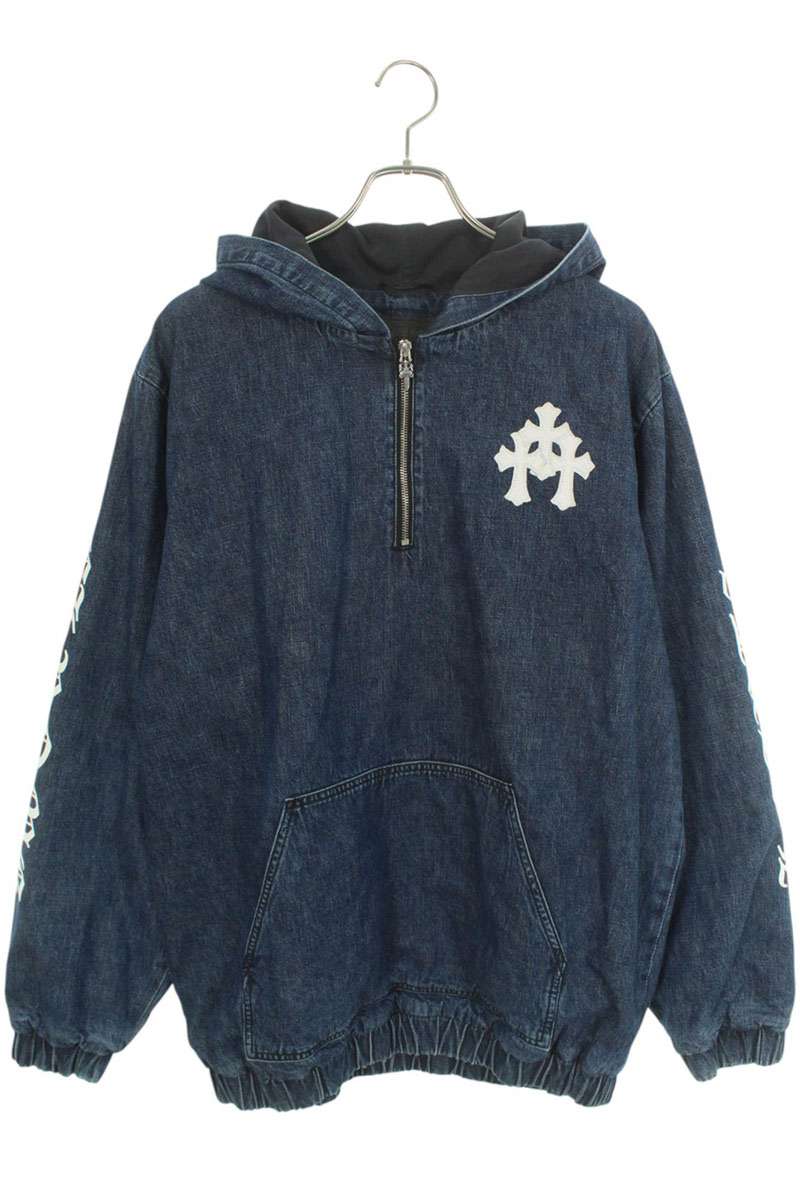 クロムハーツ Chrome Hearts サイズ:M RUCKUS ハーフジップデニムアノラックパーカー(インディゴ×シルバー)【115052】【OK15】【メ...