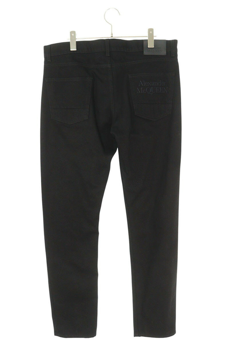 アレキサンダーマックイーン Alexander McQUEEN　サイズ:50 683031 QTY70 刺繍ロゴストレートロングパンツ(ブラック)【415052】【BS99】【メンズ】【中古】bb132#rinkan*A