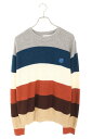 メゾンキツネ MAISON KITSUNE サイズ:S LM00808KT1093 ボーダークルーネックニット(マルチ)【415052】【BS99】【メンズ】【中古】bb132#rinkan*B(4)