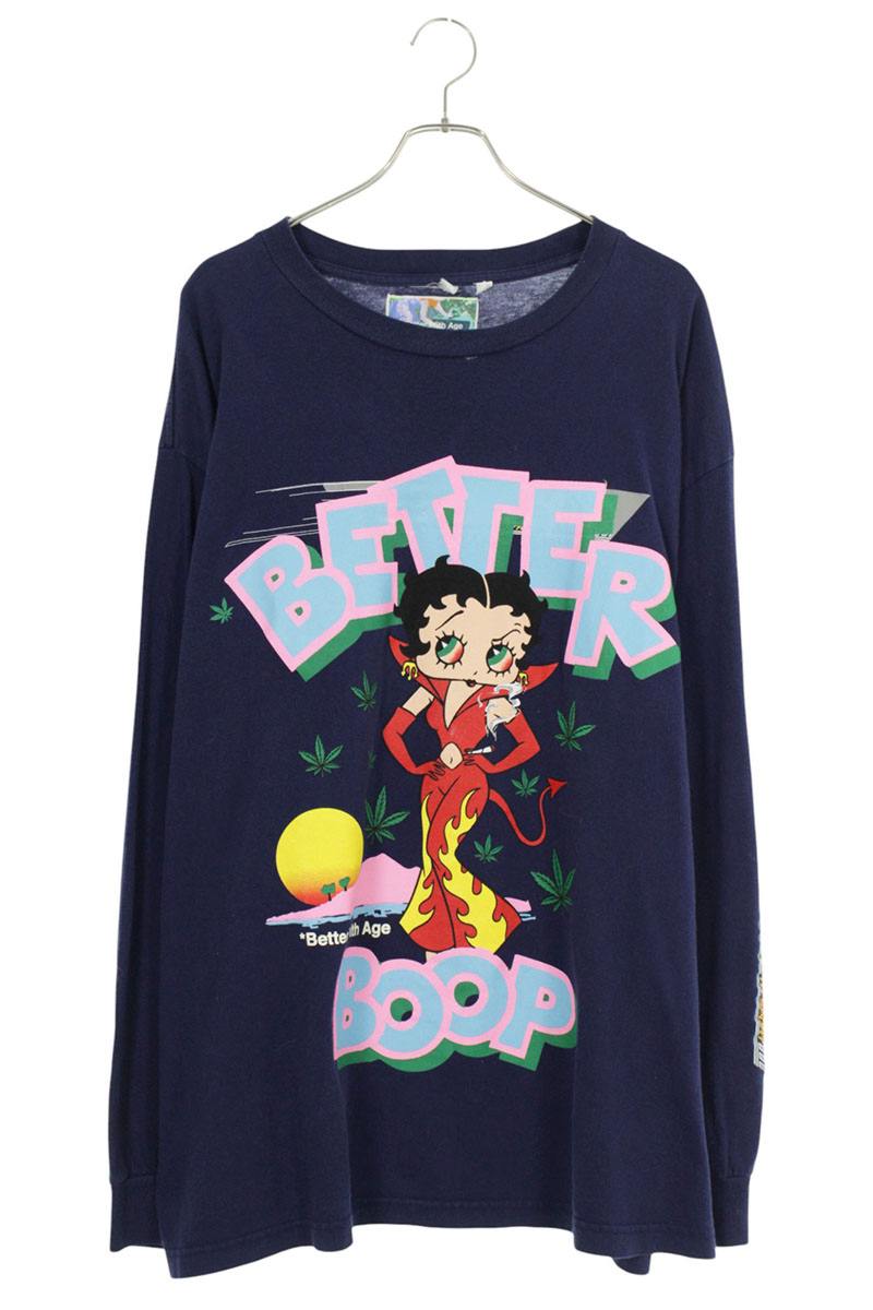 ベターウィズエイジ BETTER WITH AGE サイズ:XL キャラクタープリント長袖カットソー(ネイビー)【325052】【BS55】【メンズ】【中古】bb132#rinkan*B