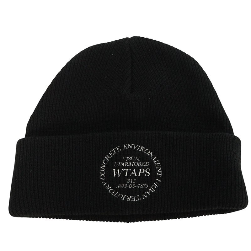 ダブルタップス WTAPS　サイズ:0 24AW 242MADT-HT02 ロゴ刺繍ビーニー(ブラッ